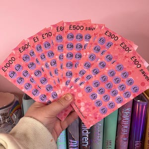 Laminated Savings Challenge Tracker | Cash Stuffing Wallet Bundle