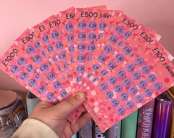 Laminated Savings Challenge Tracker | Cash Stuffing Wallet Bundle