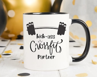 Kick-Ass Crossfit Partner Coffee Mug, wod partner mug, workout partner gift, gift for wife, gift for friend, gift for husband, fitness mug