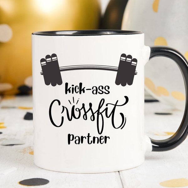 Kick-Ass Crossfit Partner Coffee Mug, wod partner mug, workout partner gift, gift for wife, gift for friend, gift for husband, fitness mug