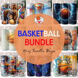 Basketball Tumbler Wrap Bundle: 20 oz Skinny Tumbler Sublimation Designs (Digital Download)