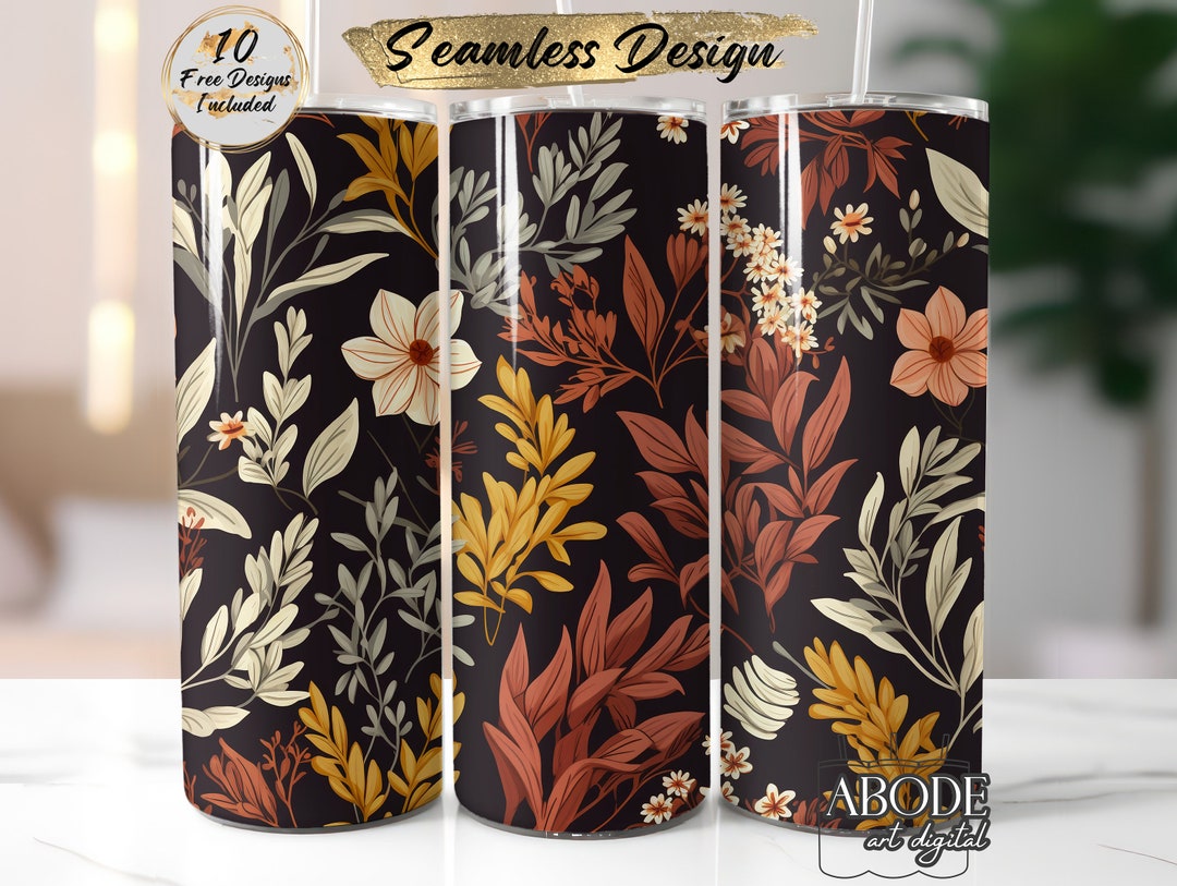 Autumn Fall Garden 20 Oz Skinny Tumbler Sublimation Design, Instant ...
