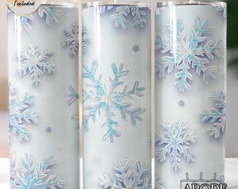 Snowflake Tumbler Wrap, 20oz Skinny Tumbler Sublimation Design (PNG)