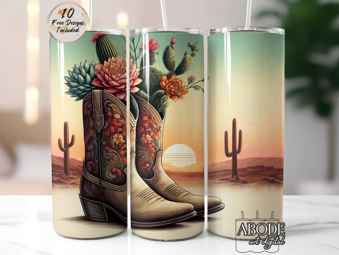 Cowboy Boots Tumbler Wrap, Western 20 Oz Skinny Tumbler Sublimation ...