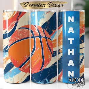 Custom Name Basketball Tumbler Wrap: 20 oz Skinny Sublimation Design (Digital Download)