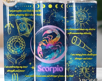 Scorpio Zodiac Tumbler Sublimation Design: Galaxy Affirmation (Digital Download)