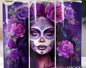 Sugar Skull Tumbler Sublimation Design: Day of the Dead, Gothic (Digital Download)