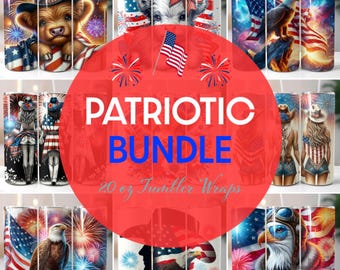 Patriotic Tumbler Wrap Bundle: 4th of July 20oz Skinny Design (Digital Download)