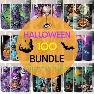 100 Halloween Tumbler Wrap Designs: 20oz Skinny PNG Bundle (Digital Download)