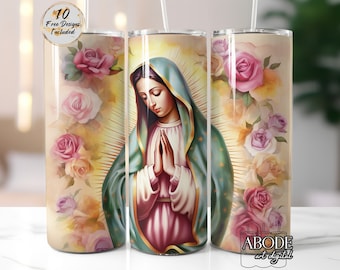 Virgen de Guadalupe Tumbler Wrap: 20 oz Skinny Sublimation Design (Digital Download PNG)