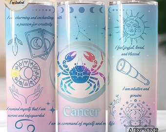 Cancer Zodiac Tumbler Design, Pastel Affirmations (Digital Download)