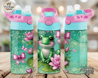 Sparkly Frog Tumbler Wrap: Kids 12 oz PNG Design (Digital Download)