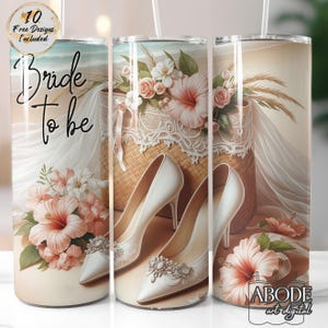 Bride to Be Tumbler Wrap PNG, 20oz Skinny Sublimation Wedding Design, Digital Download for Bridal Shower Gift or Bachelorette Party