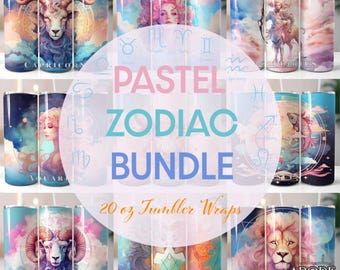 Pastel Zodiac 20 oz Tumbler Wrap Bundle (Digital Download)
