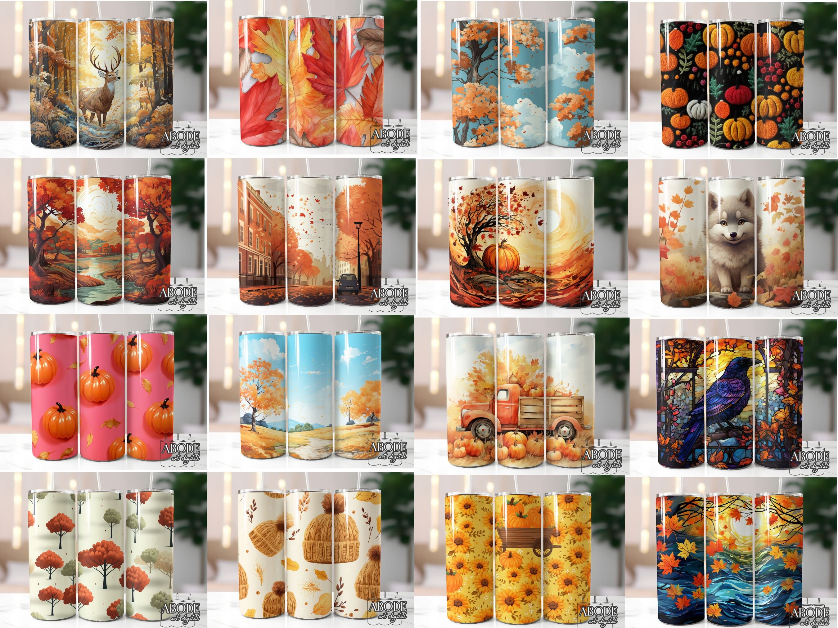 Fall Tumbler Wrap Bundle: 20oz Sublimation Designs (digital Download ...