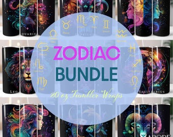 Zodiac Tumbler Wrap Bundle: Astrology Sign Designs (Digital Download)