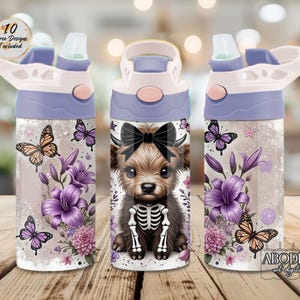 Halloween Highland Cow Tumbler Wrap: Kids Sippy Cup Sublimation Design (Digital Download)