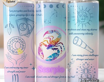 Scorpio Zodiac Tumbler: Affirmation Sublimation Design (Digital Download)