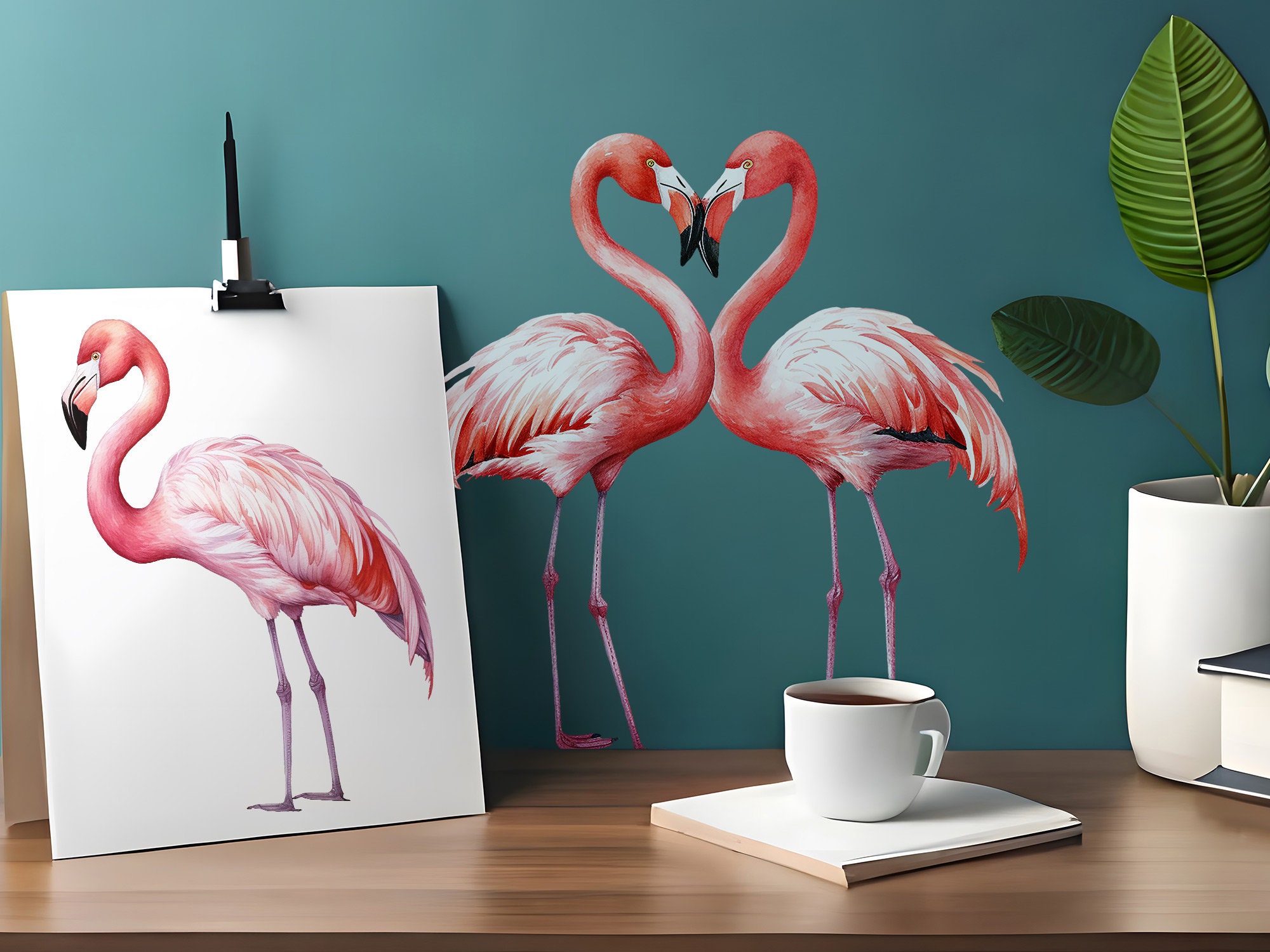 Pink Flamingos, Clipart Collection, Watercolor Flamingo, Transparent ...