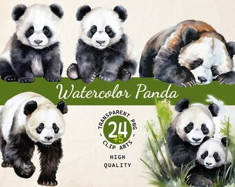 Panda Delights, Kolekcja Clipartów, Przezroczyste PNG, Pobieranie Cyfrowe, Pokój Dziecięcy, Tworzenie Kartek Scrapbookowych, Wykorzystanie Komercyjne