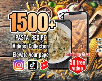 1500+ Viral Pasta Recipe Videos for TikTok, YouTube Shorts, Instagram Reels | Editable Social Media Content - digital download
