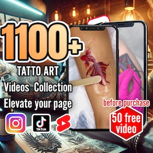 1100 以上のタトゥー ビデオと芸術的なインク クリップ | バイラル TikTok、YouTube Shorts、Instagram Reels、Twitter X | 編集可能な CapCut | デジタル ダウンロード | 画像 1