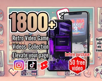 Coleção de videogame retrô incomparável | Mais de 1800 clipes virais para TikTok, YouTube Shorts, Instagram Reels | Melhore a mídia social agora