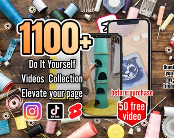 Plus de 1 100 vidéos de bricolage captivantes pour TikTok, courts métrages YouTube, Instagram - contenu viral, bobines Instagram, histoires - téléchargement immédiat