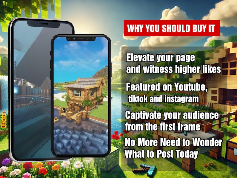 1300+ beheerde Minecraft-video's voor TikTok, YouTube-shorts, Instagram-reels | Bewerkbare CapCut- en canva-sjablonen afbeelding 2