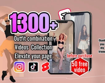 Plus de 1 300 vidéos virales pour TikTok, courts métrages YouTube, histoires Instagram et bobines - Ensemble de vidéos de tenues captivantes pour les influenceurs de la mode