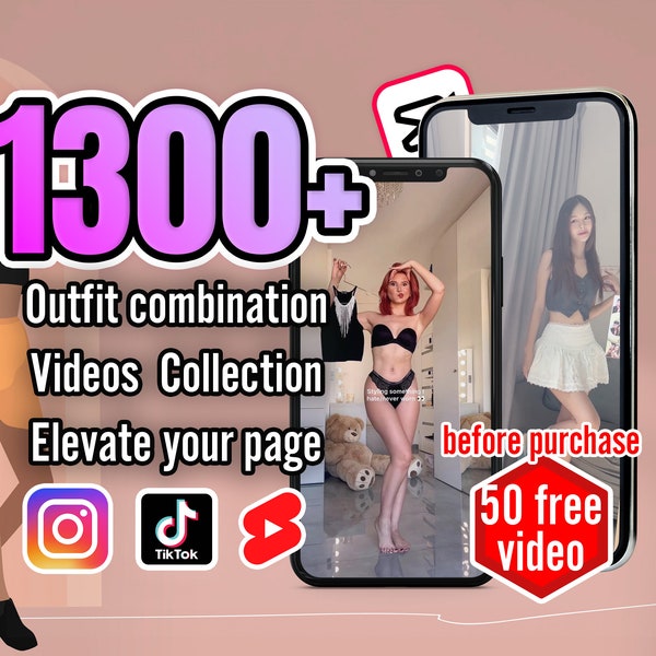 1300+ Viral Video Pack für TikTok, YouTube Shorts, Instagram Stories & Reels - Engagierte Outfit Combo Videos für Fashion Influencer