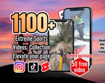Mais de 1100 vídeos de esportes radicais sem rosto | TikTok, YouTube Shorts, Instagram Reels | Coleção de vídeos, download digital viral | para influenciadores
