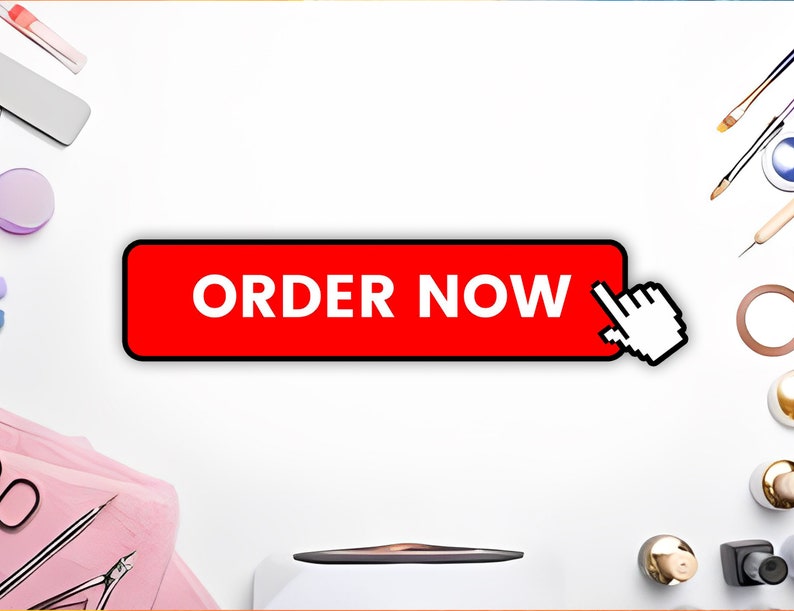 May include: Red button with white text that says "ORDER NOW" and a white cursor icon pointing to the button.