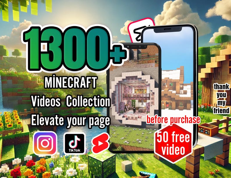 1300+ beheerde Minecraft-video's voor TikTok, YouTube-shorts, Instagram-reels | Bewerkbare CapCut- en canva-sjablonen afbeelding 1