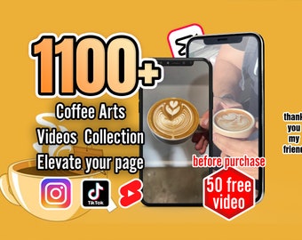 Plus de 1 100 vidéos d'art du café pour Instagram, TikTok, YouTube - Contenu viral pour les médias sociaux, histoires et bobines captivantes, téléchargement numérique