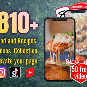 Mais de 810 vídeos de comida, receitas e mukbang de alta qualidade para TikTok, YouTube Shorts e Instagram | Envolva o público com conteúdo de vídeo viral | HD 4K