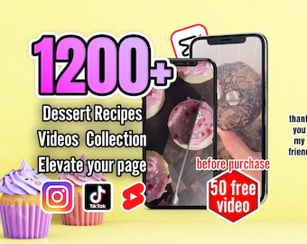 Plus de 1 200 vidéos de recettes de desserts haut de gamme pour TikTok, YouTube Shorts et Instagram - Contenu vidéo viral pour la croissance des médias sociaux
