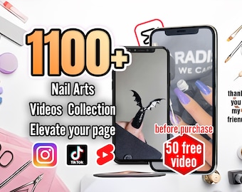 Mais de 1100 vídeos virais de nail art para TikTok, YouTube Shorts, Instagram Stories e Reels - Aumente sua presença nas redes sociais instantaneamente | 4 influenciadores
