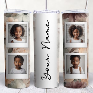 Photo Boho Tumbler Designs Template, Png Sublimation Photo Collage 20oz Skinny Tumbler, Picture Tumbler Wrap PNG