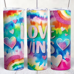 Rainbow Pride 20oz skinny tumbler png sublimation design download, LGBTQ+ tumbler png, sublimate designs download, Love Wins