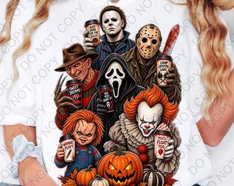 Scary Horror Movie Characters png, Halloween Shirt png design (Digital Download)