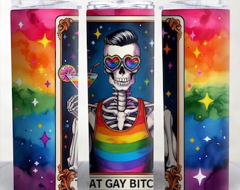 Envoltura para vaso Pride de 20 oz, diseño de sublimación arcoíris LGBTQ de Skelton (descarga PNG)