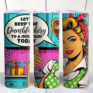 Envoltura de vaso con diseño de ama de casa sarcástica, diseño PNG divertido (descarga digital)