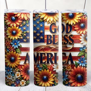 Glitter God Bless America 20oz Skinny Tumbler Wrap Sublimation, Patriotic Tumbler Wrap Design, Digital Download PNG, Popular Tumbler Designs