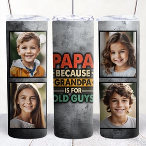 Grandpa Tumbler Sublimation PNG, Papa, Fathers day Photo for 20oz Skinny Tumbler, Grandpa Photo Collage Tumbler Wrap Design PNG