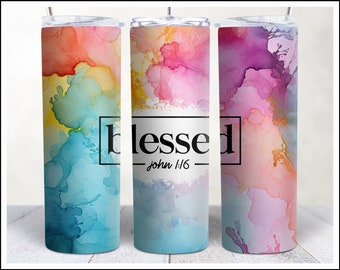 Blessed Tumbler Wrap, Christian Bible Verse PNG (Digital Download)