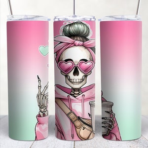 Skull Tumbler PNG Wrap 20 oz Skinny Sublimation Design, Peace Bougie Skeleton Tumbler Wrap png
