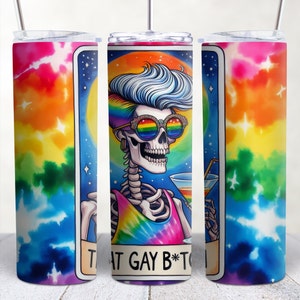 Queer Pride 20oz skinny tumbler png sublimation design download, LGBTQ+ tumbler png, sublimate designs download, That Gay Bitch