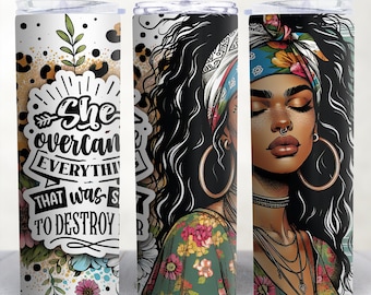 Boho Woman 20oz Tumbler Wrap, Motivational Quote Sublimation Design (Digital Download)