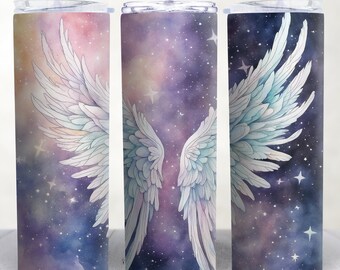 Pastel Angel Wings Tumbler Sublimation Design, Watercolor (Digital Download PNG)